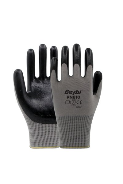 Beybi Pn810 Polyester Örme Nitril Eldiven Iş Eldiveni 9 Beden 288 Çift Koli