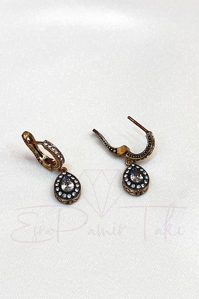 Esra Pamir Diamond Mounted Zircon Stone Earrings