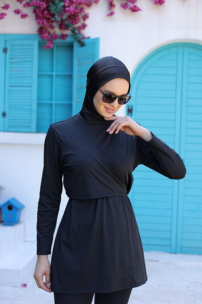 Starinci Mayo Costum de baie model fluture negru - design la două piept