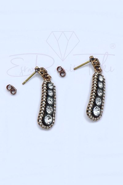Esra Pamir Diamond Mounted Zircon Stone Earrings