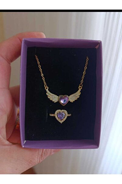 HKN AVM ACCESSORİES Çelik Kararmaz  Yüzük Kolye Set