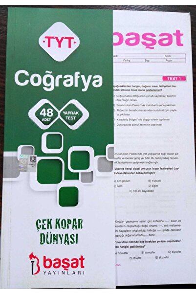 Başat Yayınları Başat Tyt Coğrafya Çek Kopar Test