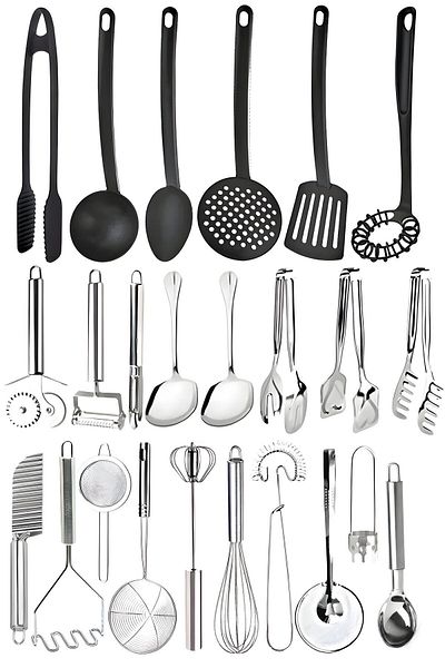 Selenica 24 Pieces Ladle Spatula Colander Kitchen Serving Set Serving Utensils Serving Tongs Set Kitchen Items