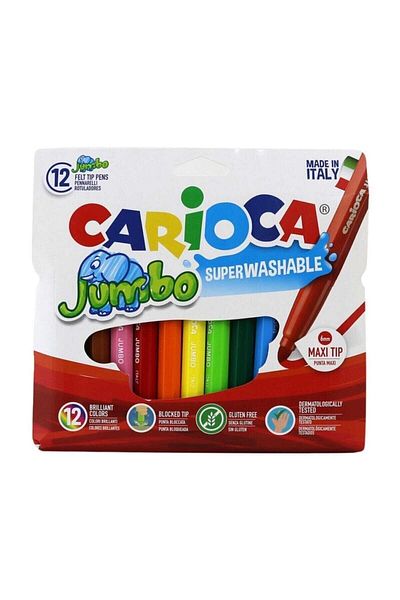 CARIOCA Jumbo Super Washable Felt Tip Crayons Pack of 12