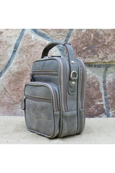 MÇ DERİ Crazy Leather Men's Genuine Leather Bag with Hand and Shoulder Strap