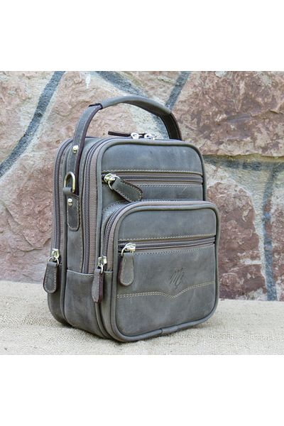 MÇ DERİ Crazy Leather Men's Genuine Leather Bag with Hand and Shoulder Strap