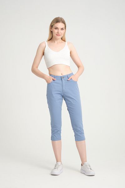 Era Lisa High Waist Classic Lycra Linen Large Size Capri