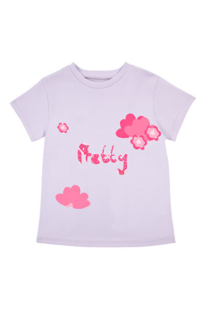 Bubuga Κοριτσίστικο κοντομάνικο μπλουζάκι από 100% βαμβακερό λιλά Preetty pri...