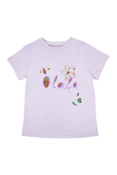 Bubuga Tricou pentru fetiță cu imprimeu liliac Olala - 100% bumbac, mânecă scurtă