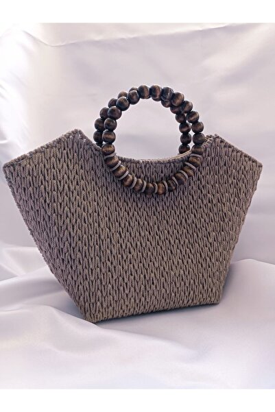 Handmade Ahşap Saplı Sepet Model Çanta