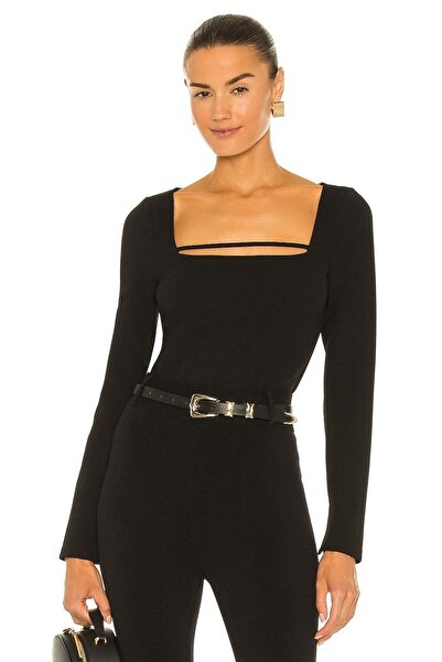 By Kul Design Чорний боді з квадратним вирізом і декольте на грудях