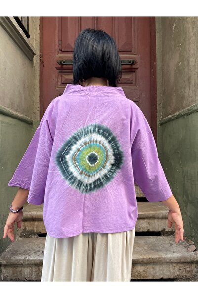 Bohoyasam Bohem Batik Göz Desenli Kimono Bluz, , Pamuk Bluz, Organik Bluz, Ti...