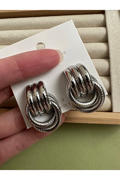 ringbox Gümüş Renkli Hailey Model Halka Küpe