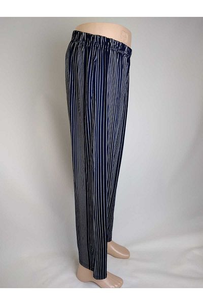 YAŞAR TRİKO Pantaloni de damă din viscoză cu model bleumarin - buzunar dublu, talie elastică, ușă de vară