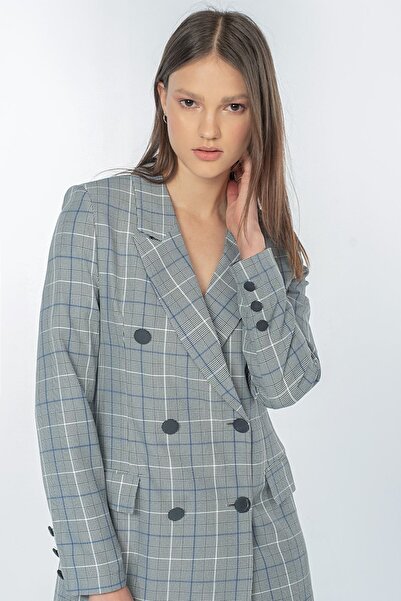 Alfazzo Kadın Çizgili Oversize Ceket