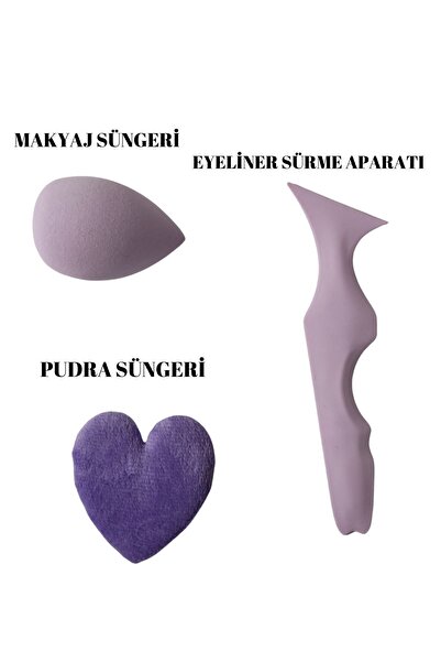 CNGZSHOP cilt bakım seti pudra fondöten süngeri ve eyeliner çekme aparatı seti