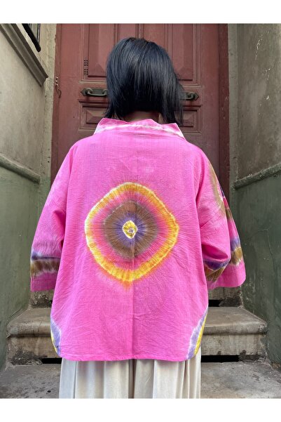 Bohoyasam Bohem Batik Göz Desenli Kimono Bluz, , Pamuk Bluz, Organik Bluz, Ti...