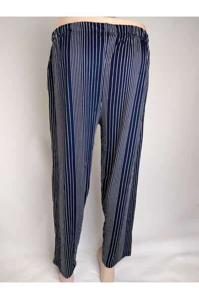 YAŞAR TRİKO Жіночий нижній одяг з віскози з синім візерунком - з двома кишенями, еластичним поясом, літній