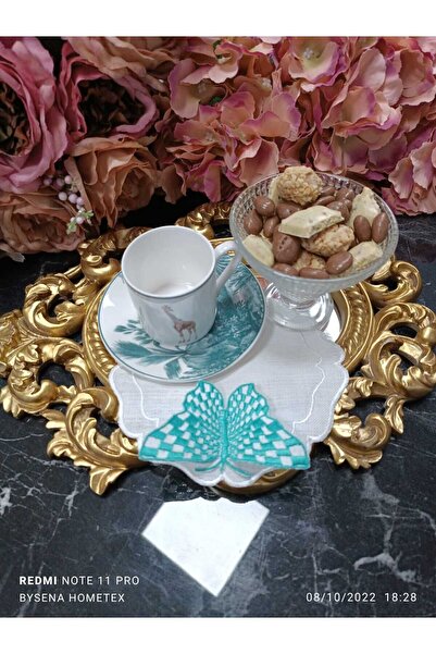 LASETU Șervețel de cocktail verde nile cu detalii de fluture și șervețel de prezentare 1 buc