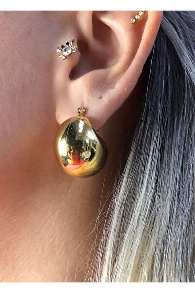 vogutima Yarım Ay Balon Bombeli Tasarım Sevgiliye,eşe,anneye,arkadaşa Hediye Çelik Küpe