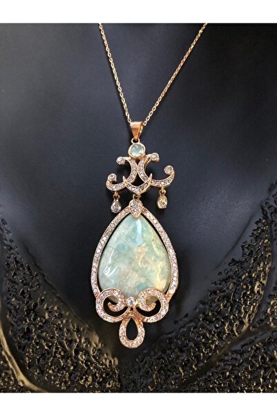 vogutima jewelery&silver by timuçin mavili Gümüş Kolye - Damla Kesim Amazonit...