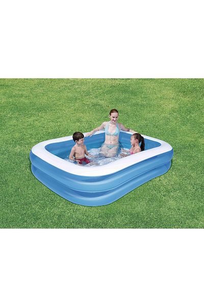 BESTWAY Blue-White Jumbo Rectangular Family Pool - 211x132x46 cm