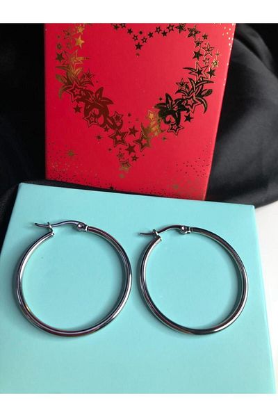 vogutima White 3.0mm Hoop Earrings - Gift for Lover, Mother, Wife and Friend Steel Earrings