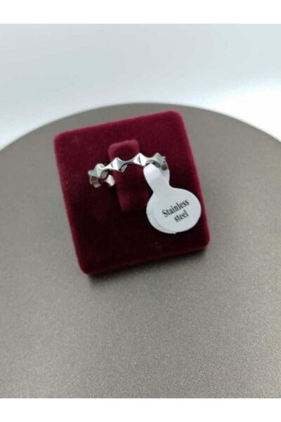 vogutima خاتم فولاذي للرجال والنساء - خاتم زواج فولاذي بنمط البقلاوة 4 مم للج...