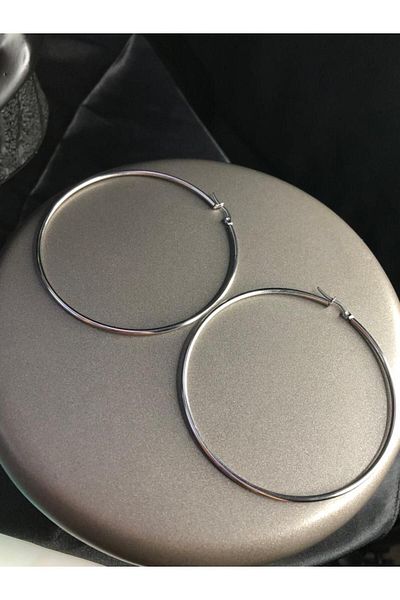 vogutima 7.0mm White Steel Hoop Earrings - Gift for Lover, Mother, Wife and Friend
