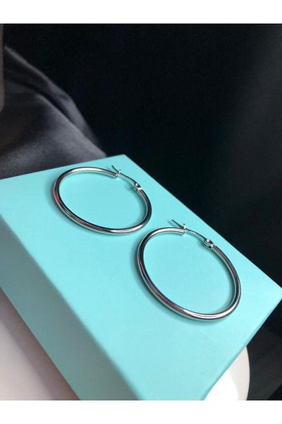 vogutima White 3.0mm Hoop Earrings - Gift for Lover, Mother, Wife and Friend Steel Earrings