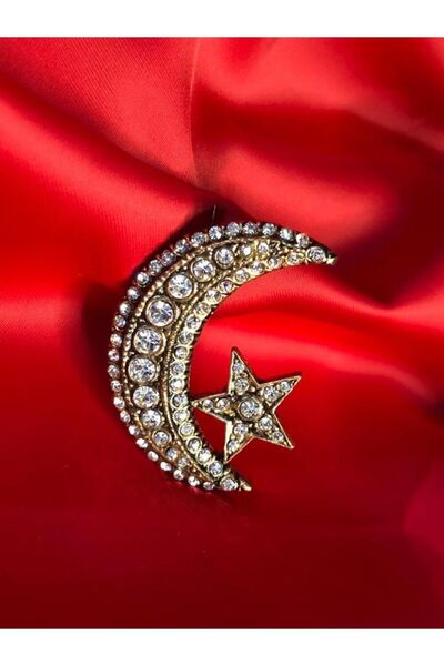 vogutima jewelery&silver by timuçin mavili Ay Yıldız Broş • Örtü Iğnesi •yaka...