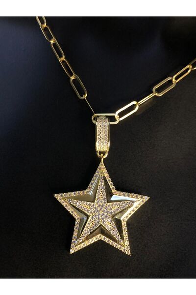 vogutima Altın Tasarım Zirconia Taşlı Yıldız Ema Çağla 925 Ayar Gümüş Sevgiliye Eşe Hediye Kolye