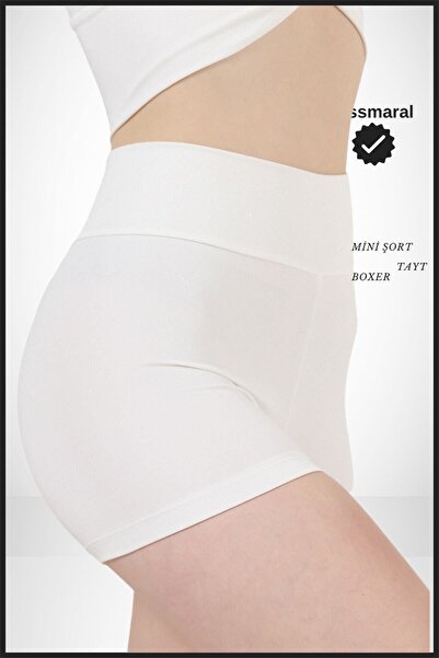 missmaral Women's Mini Shorts Boxer Ecru High Waist Firming Fit Look 11080