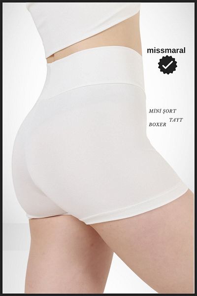 missmaral Women's Mini Shorts Boxer Ecru High Waist Firming Fit Look 11080