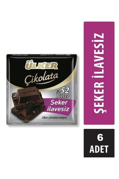 Ülker Şeker Ilavesiz Bitter Çikolata 60g X6 Adet