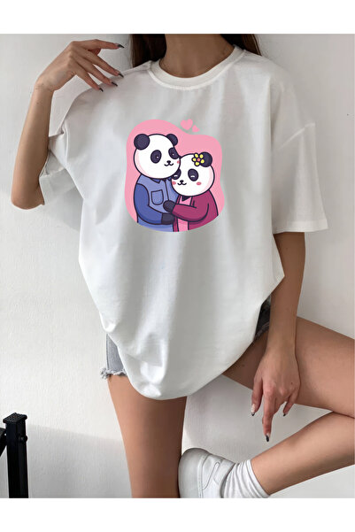 oneagılyazı Tricou oversize din bumbac pieptănat cu design Pandos pentru îndr...