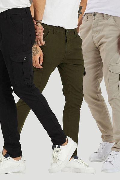 DAMGA JEANS Παντελόνι Cargo Pocket 3 τεμαχίων Μαύρο-χακί-πέτρα Χρώμα Πολύχρωμο