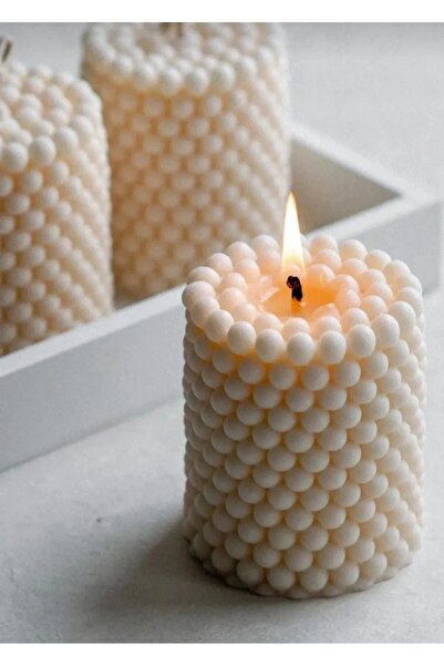 Candles Flame 3 Adet Bubble Silindir Mum Hanımeli Çiçeği Kokulu Mum
