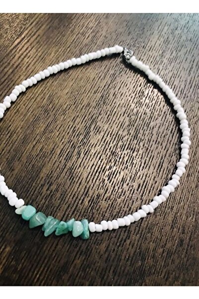 Stoneday قلادة من الخرز الرملي الأبيض من أفينتورين اليشم المرصوف بالأحجار الط...