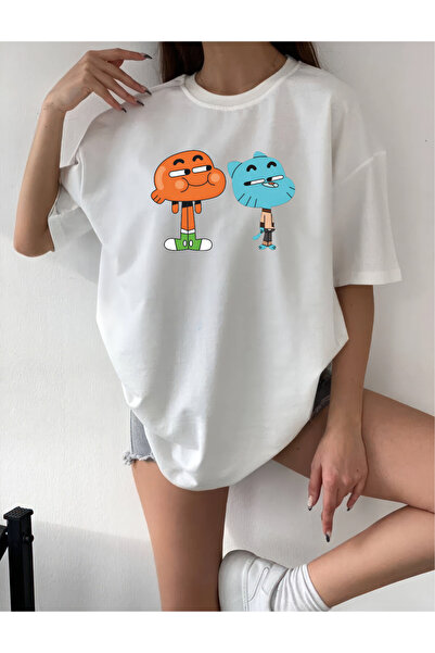 oneagılyazı Oversize GUMBALL DESIGN Printed T-Shirt