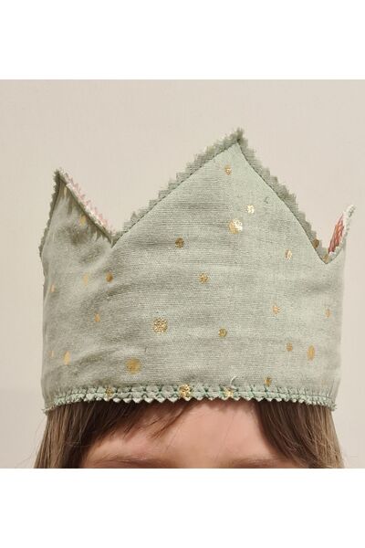 Leylace Pastel Green, Orange Muslin Poplin Fabric, Birthday, Party Crown 2