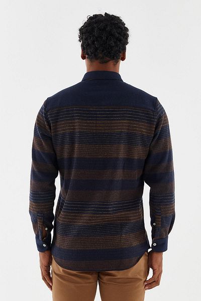 Galvanni Men's Dark Navy Blue Shirt - Berdıva Dress Blues Multi Striped