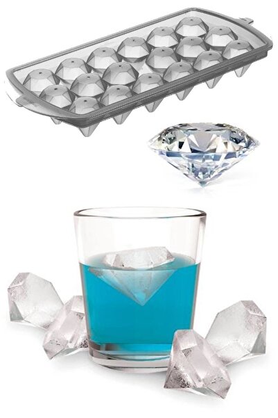 Tuana's Beauty 18 Bölmeli Elmas Şekil Buz Kalıbı Kapaklı Pratik Buzluk