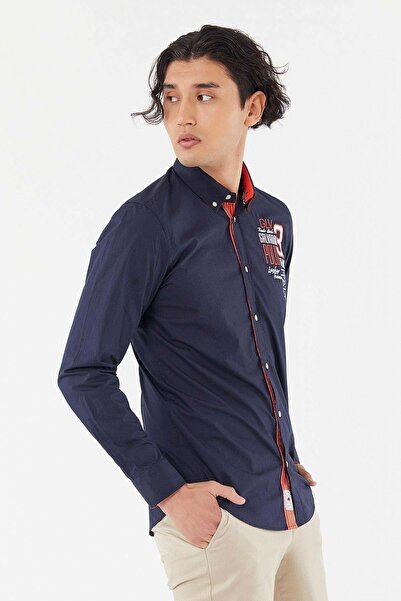 Galvanni Men's Navy Blue Shirt - Tarı Navy