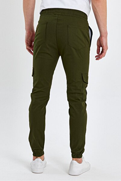 wamoss Slim Fit Beli Ve Paçası Lastikli Kargo Cep Haki Yeşil Pantolon 2025 Yk1