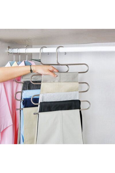 FETHİYE TOPTAN 5 Katlı Metal Elbise Askısı - Giysi Pantalon Eşarp Fular Düzen...