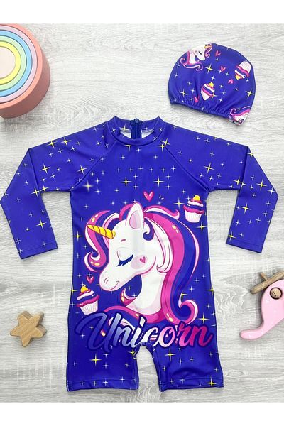 mikam Costum de baie pentru fete cu mânecă lungă și fermoar cu protecție solară