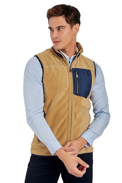 Galvanni Men's Dark Beige Vest - Taborı Warm Sand