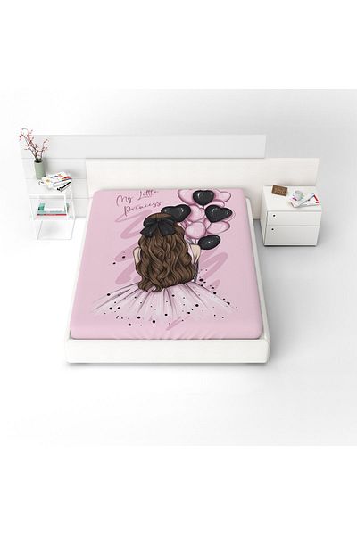 yok yok evim eve dair her şey Pink Single Sheet with Balloons - Girl