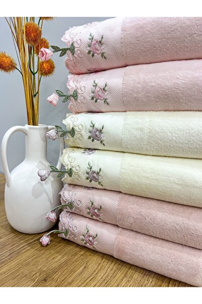 AYHANHOME Набір рушників для рук Ceyizlik 50x90 з 6 частин з квітковою вишивкою